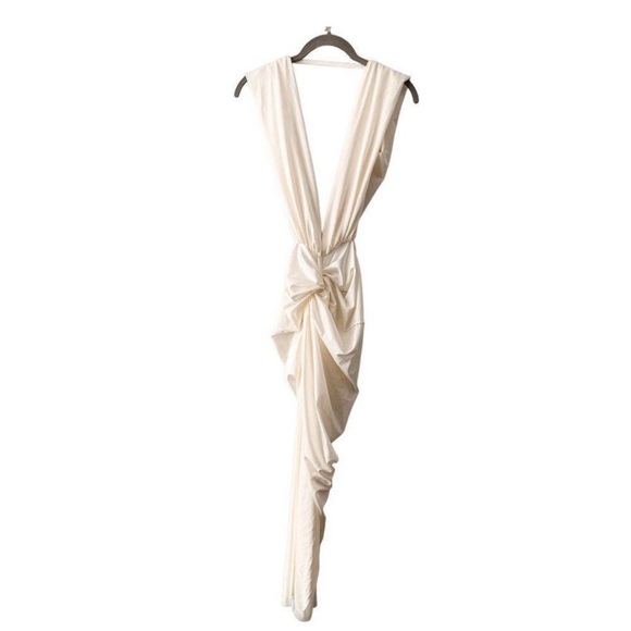 Baobab Mia Plunge V-Neck Gathered Midi Sheath Dress, NWT - Picture 6 of 15